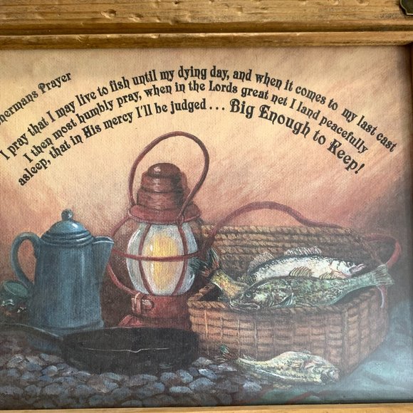 Fishermans Prayer Wood Framed 3D Fish Rustic - Picture 3 of 7